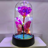 Forever Rose For Women Mom Wife,Mothers Day Forever Rose Gift Ideas,Galaxy Rose Flower Light Up In Glass Dome, Eternal Roses Birthday Butterfly Gifts For Women