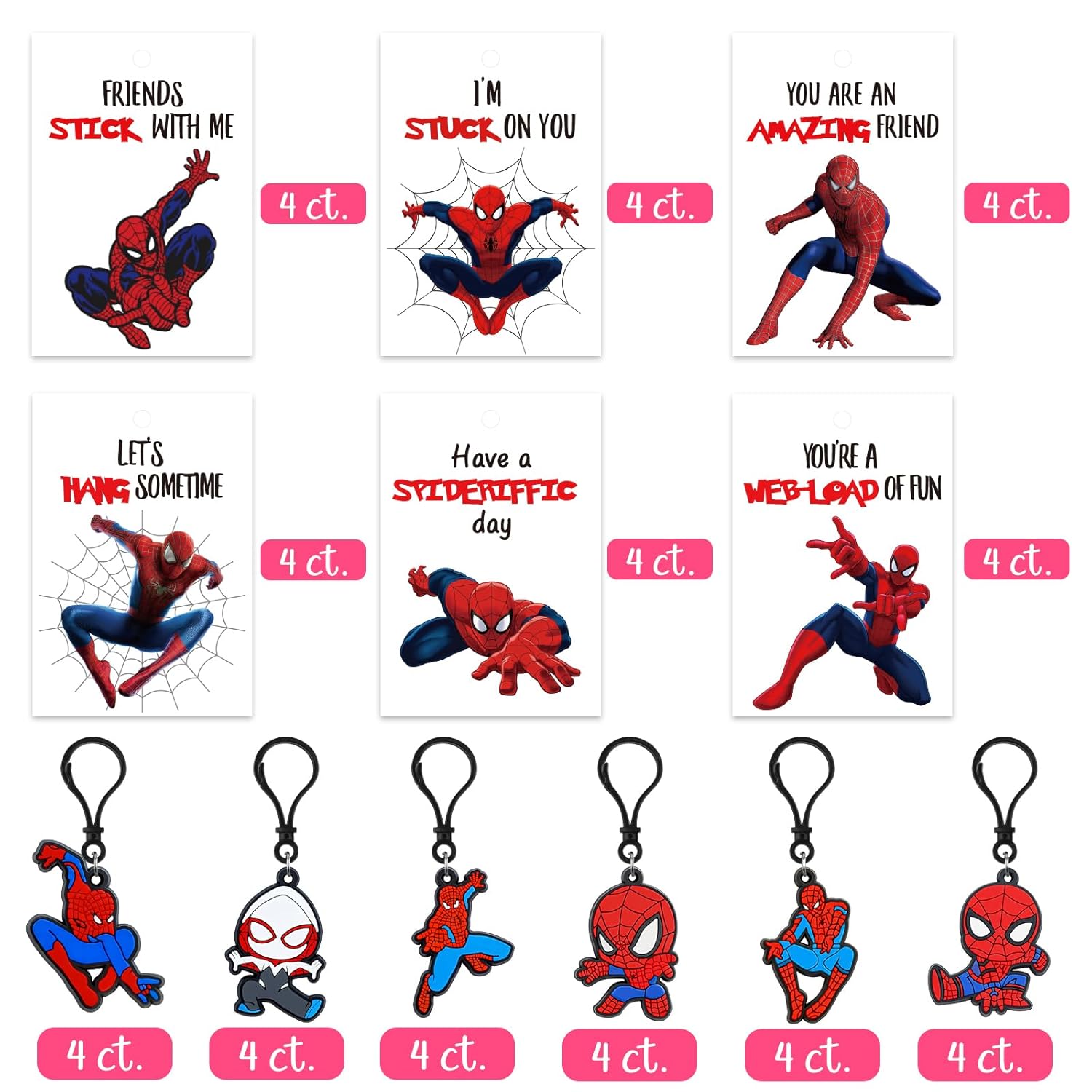24Pcs Valentines Day Gifts For Kids Valentines Day Cards With 24 Keychains Valentines Cards For Kids School Class Exchange Cards Activities Prizes Party Favor For Boys Girls