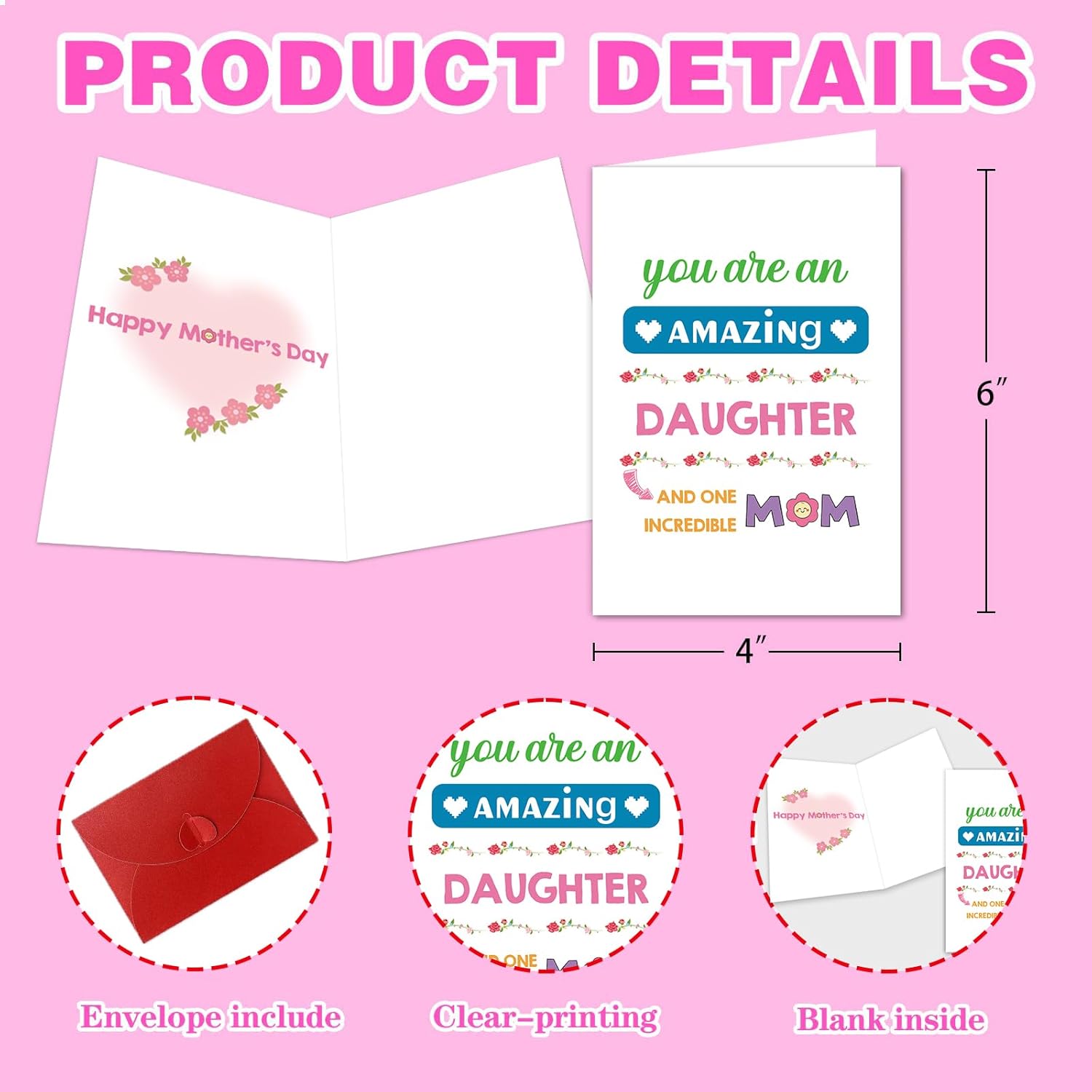 Mother'S Day Card For Daughter From Mom Dad Happy Mothers Day Gifts For Daughters Stepdaughter You Are An Amazing Daughter And One Incredible Mom Greeting Card With Envelope