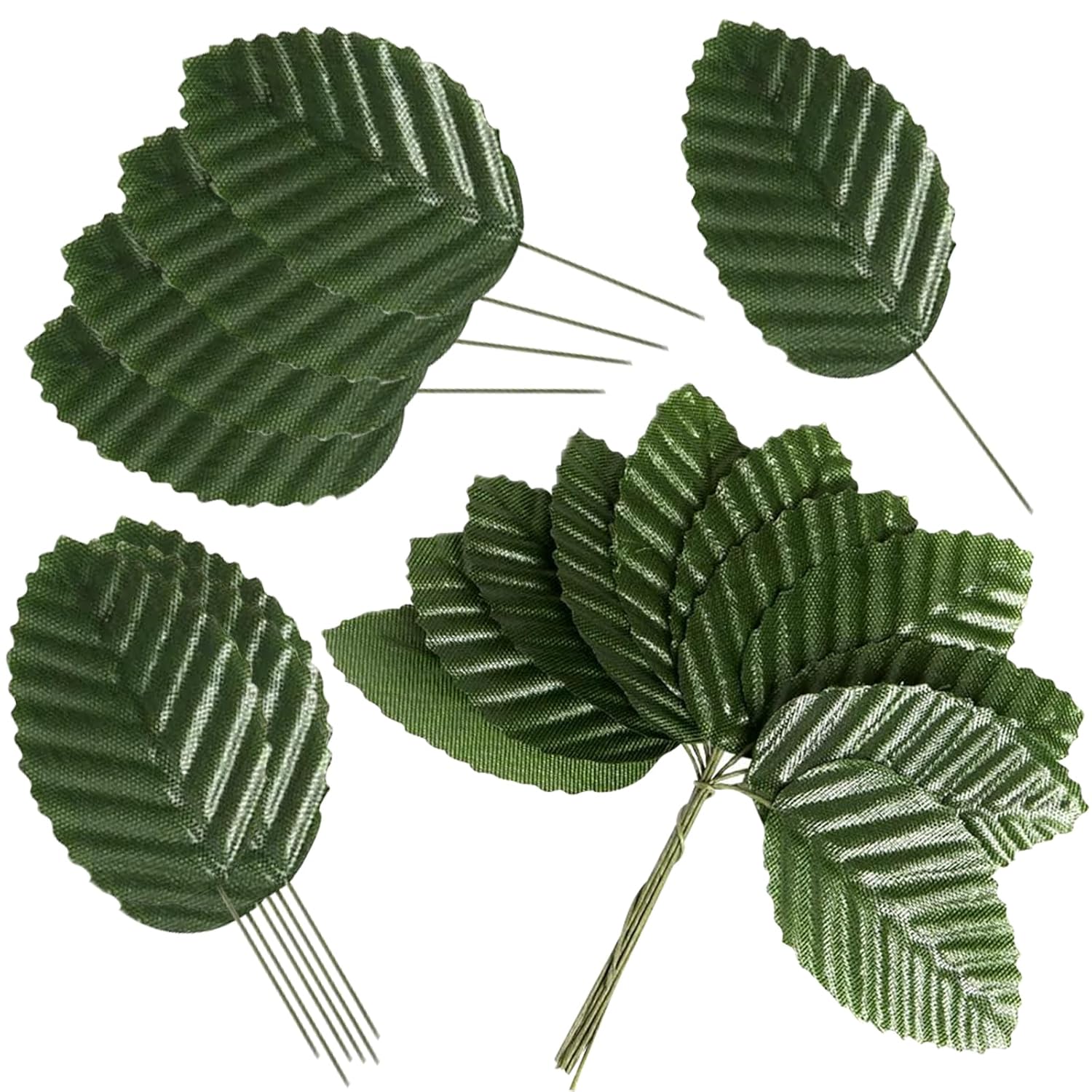 Artificial Leaves,200 Pieces Faux Wired Single Leaf Fake Rose Wire Crafts Leaves For Flower Diy Home Decorative Bouquet Wreaths Wedding Decor Christmas Decorations (Green)