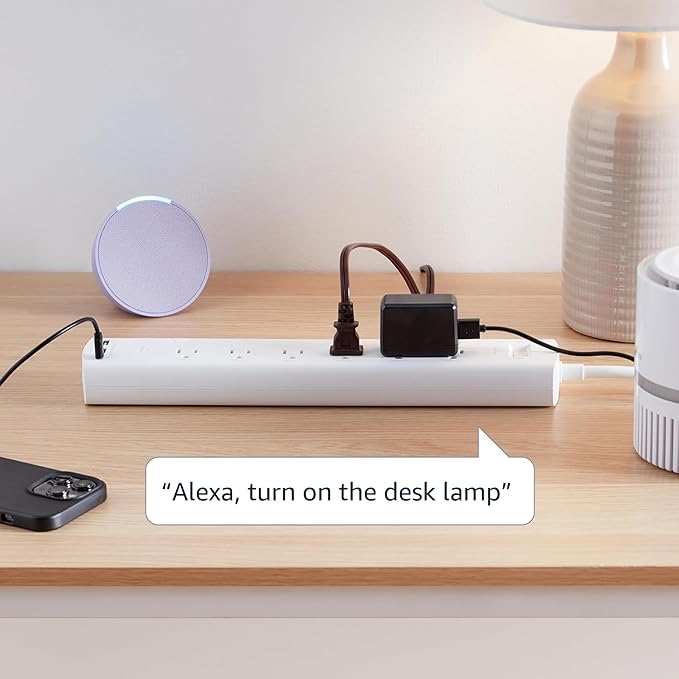 Smart WiFi Power Strip 6 Individually Controlled Outlets 3 USB Ports 1 USB C Alexa Compatible White