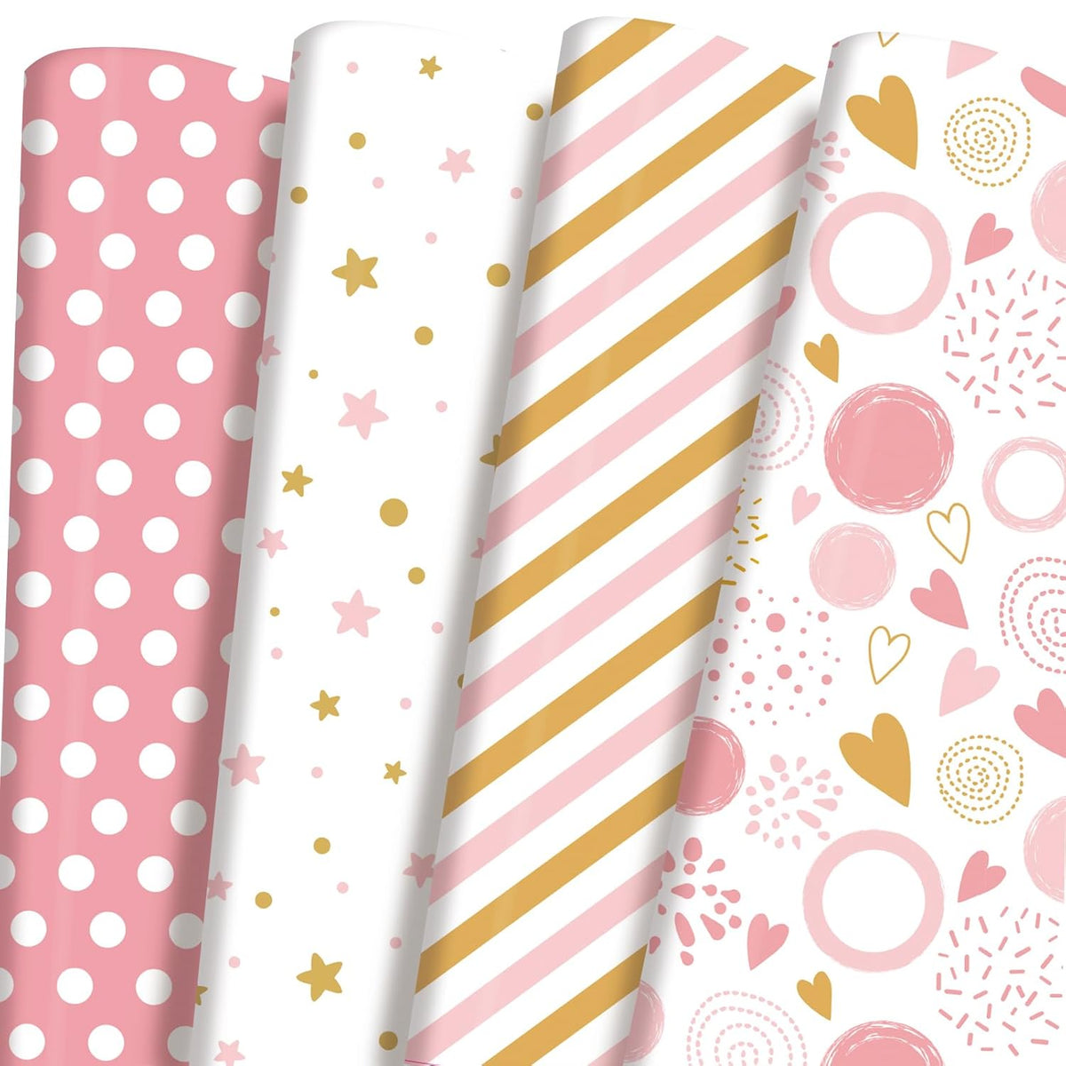 Birthday Wrapping Paper Folded For Girls, Women, Baby, Pink Wrapping Paper, Pink Gift Wrap For Birthday, Valentines, Christmas, Wedding, Baby Shower, Pre-Cut 12 Sheets Each 20"X 29"