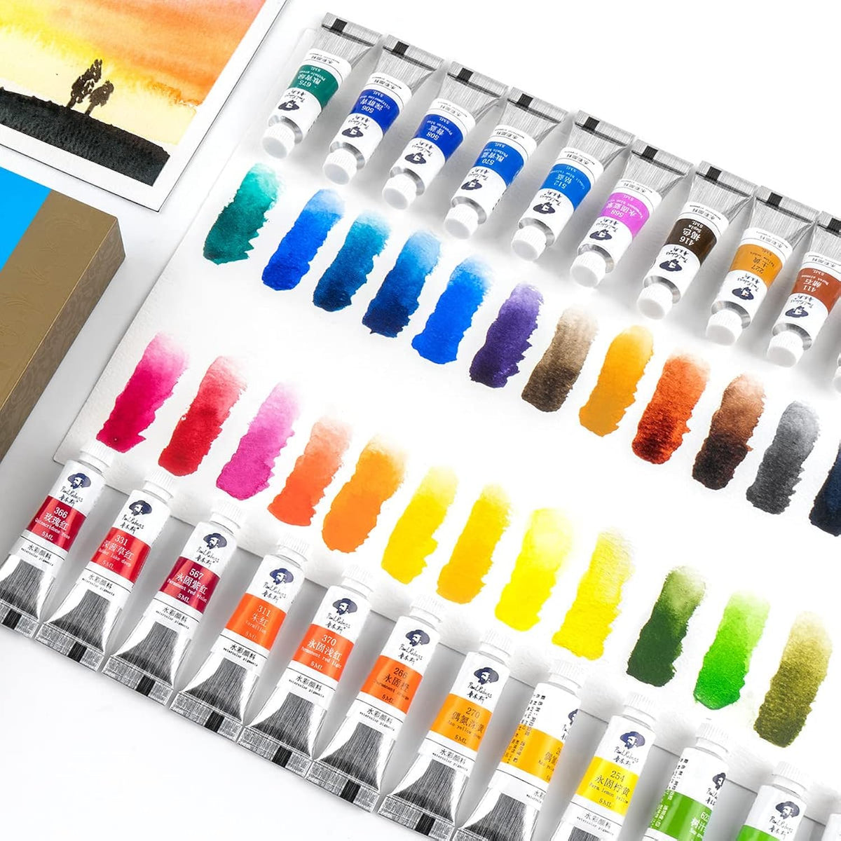 Watercolor Paint, 24 Vibrant Colors Highly Pigmented, 5Ml Each Tube, Perfect For Painters, Artists, Hobbyist, Beginners, Students