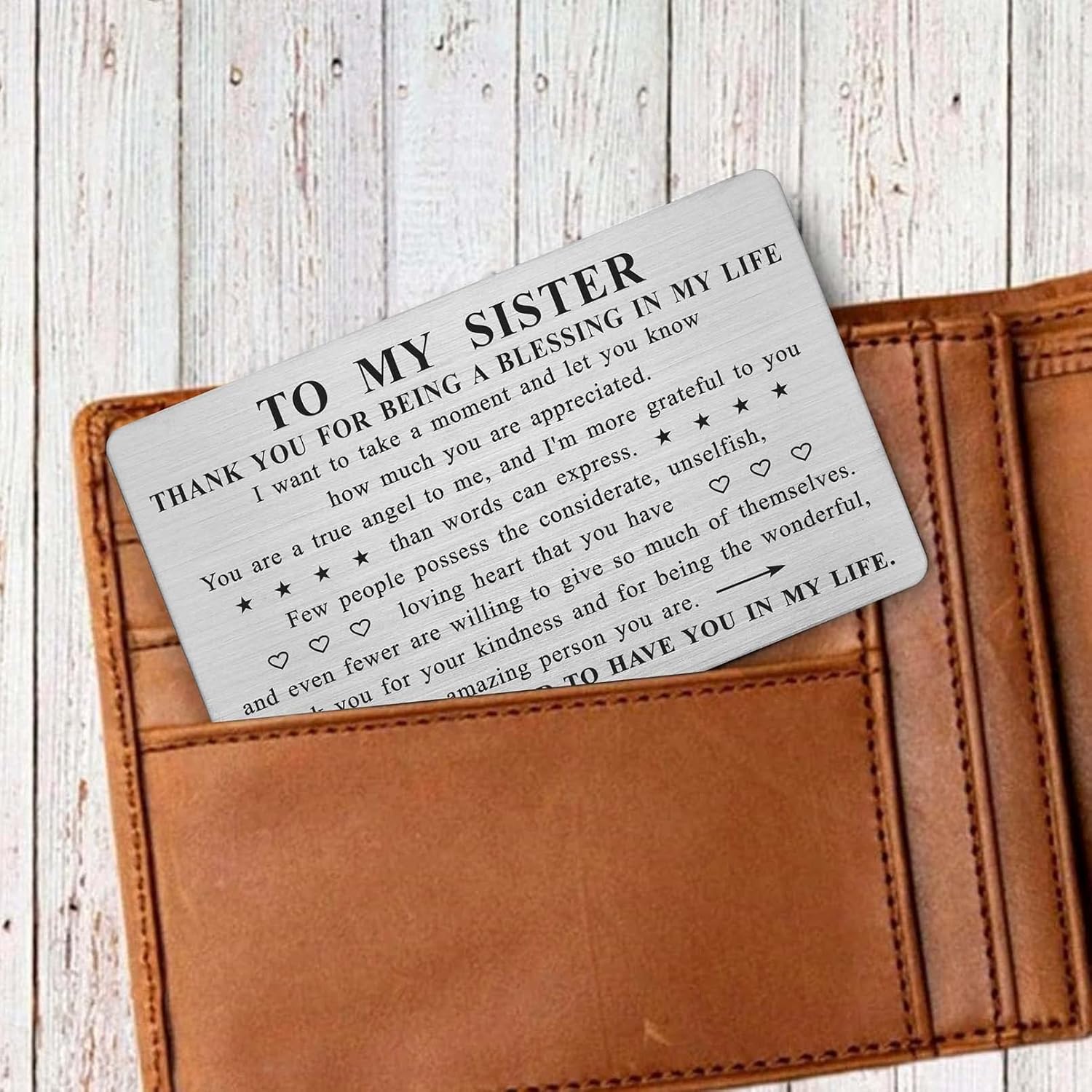 Sister Valentines Gifts - Sister Appreciation Wallet Card Insert - Valentine'S Day & Birthday Gifts