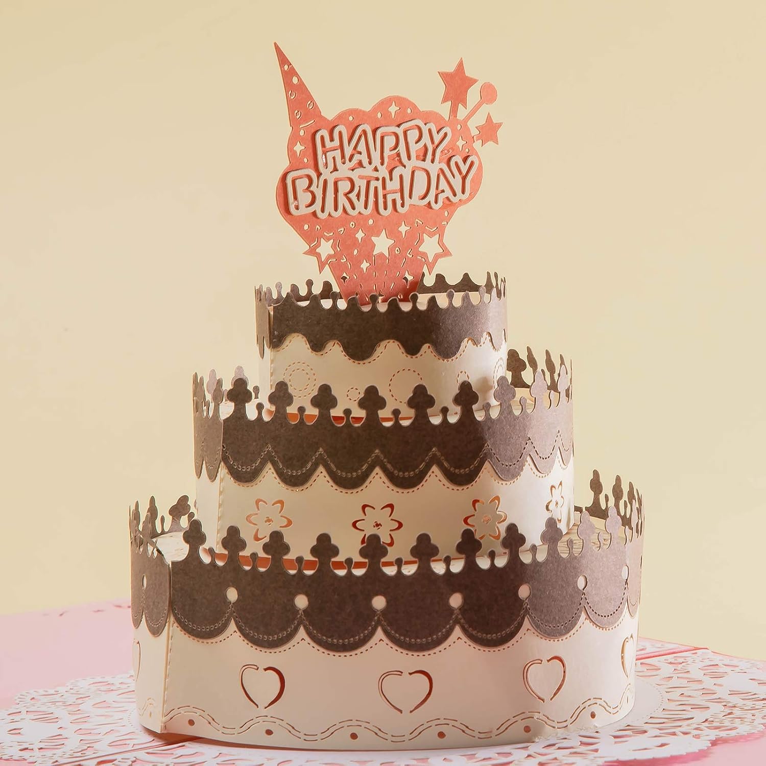 AIT Pop Up Greeting Cards for Birthday, Happy Birthday Thank You Card, Cute Cake 3D Birthday Cards for Women Men, Mom Dad, Wife Husband Daughter, Cake -Red