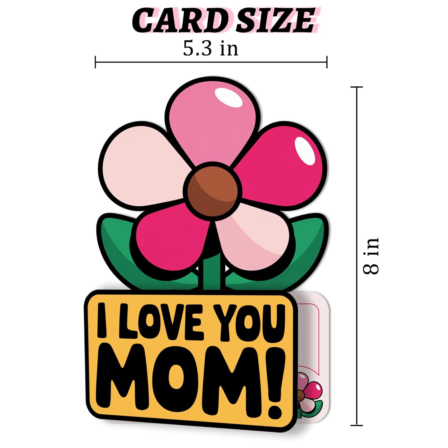 Mom Birthday Card, Flower-Shaped Mothers Day Card Gift From Daughter Son With Coordinating Envelope & Decorative Stickers