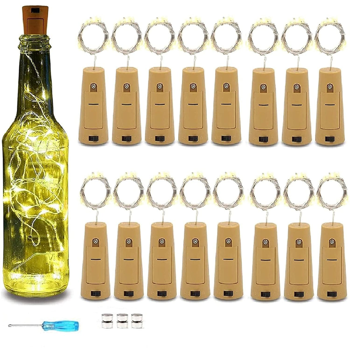Wine Bottle Lights With Cork, 16 Pack 20Led Fairy Lights Battery Operated Mini Copper Wire Cork Lights For Liquor Bottle