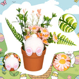 3 Pcs Easter Flower Pot Decor Easter Table Centerpiece Indoor Decorations With Plush Bunny Tail Spring Artificial Flowers Tabletop Decorations For Egg Hunt Party Decor