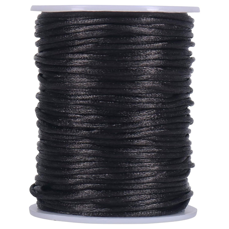 Nylon Satin Cord, 295 Feet 2Mm Black Nylon String For Jewelry Making, Silky Ra