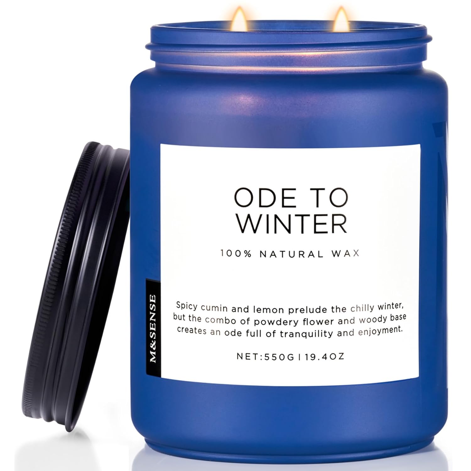 Ode To Winter Soy Candles Strong Scented, 2 Wick Jar Candle 19.4Oz 110 Hour Long Lasting, Lavender Sandalwood Organic Natural Aromatherapy Candle Gifts Bedroom Bathroom Home Decor
