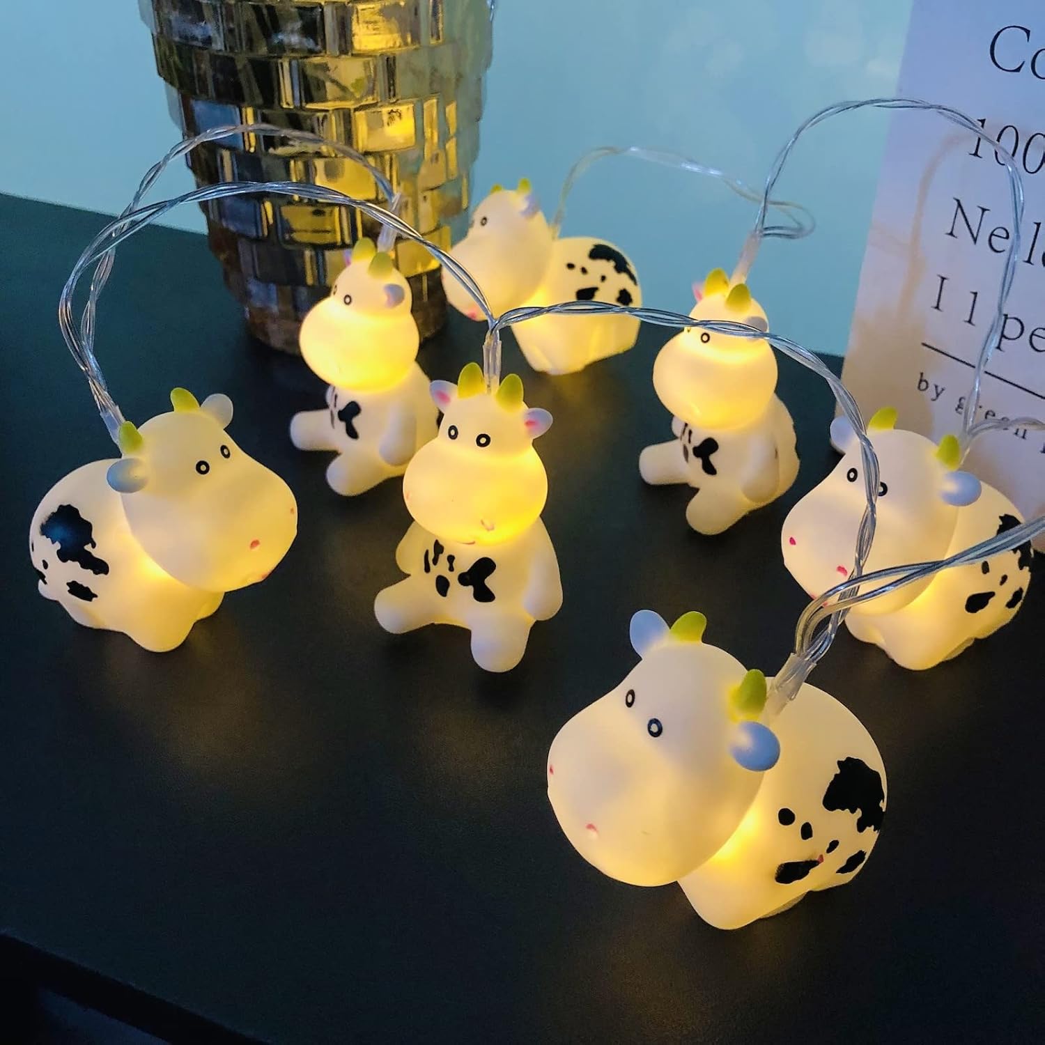 Cute Cow Night Light Farmhouse Animal Milk Cow String Light Battery Powered 3M 20Leds Decor Fairy Light For Boys Girls B