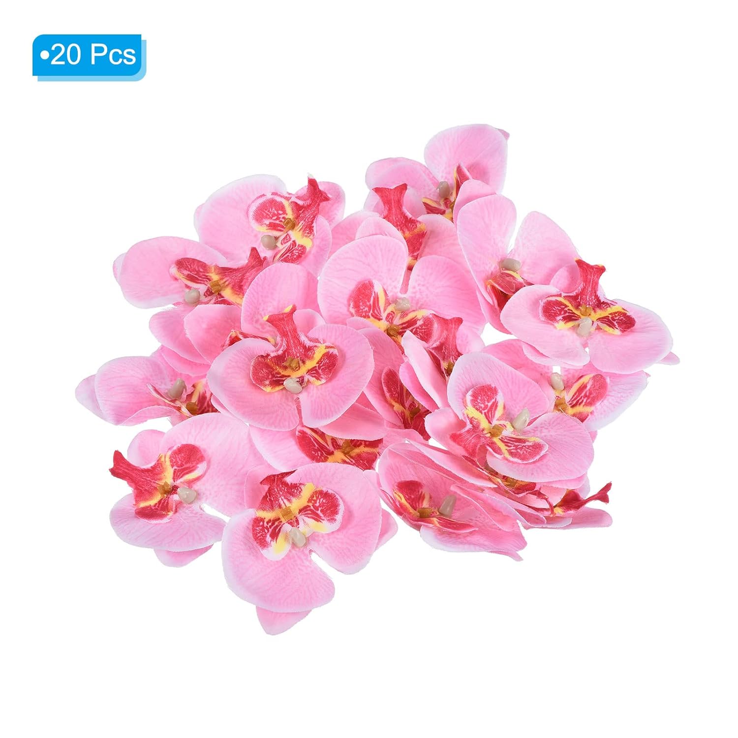 2.8" Artificial Orchid Flower Heads, 20 Pack Silk Phalaenopsis Fake Butterfly Orchid Heads For Wedding Floral Bouquet Decor Diy Craft Making, Pink