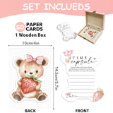 Baby Time Capsule Box 1St Birthday - Time Capsul For First Birthday Party Games, Guest Messages & Milestone Memories For Baby Boy Or Girl, 50 Pcs Strawberry Bear Theme Cards -A10