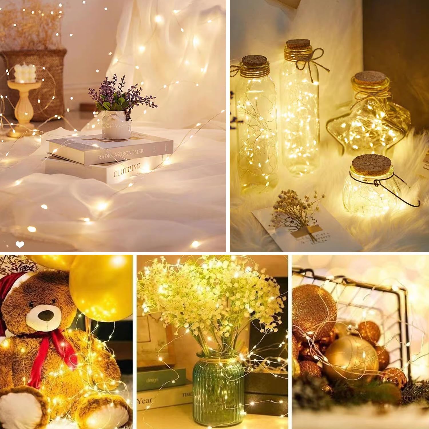 4 Pack Led Fairy Lights Battery Operated With Timer,3M 30 Led Firefly Lights Copper Wire Mini Twinkle String Lights,For