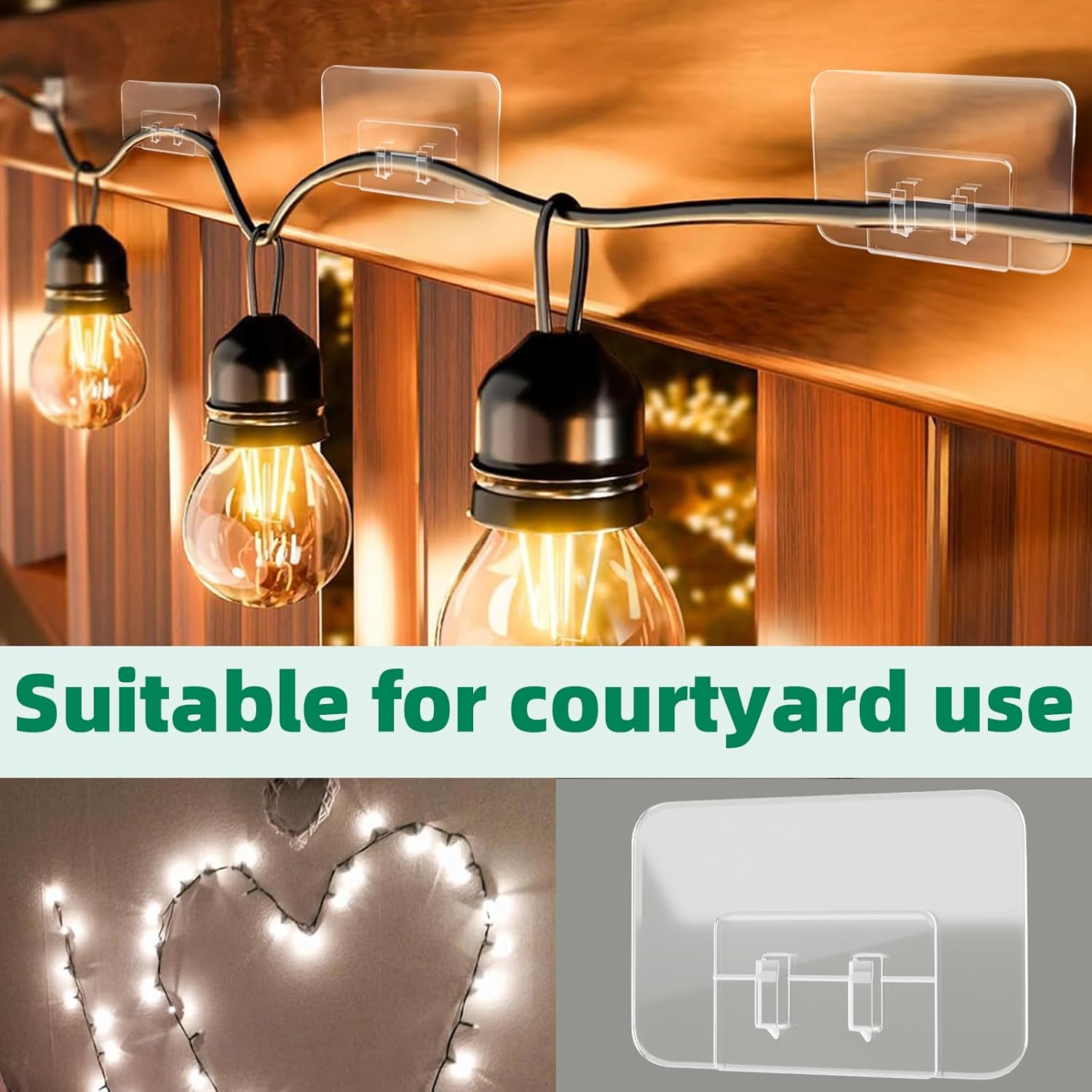 100Pcs Plastic Hooks For Outdoor String Lights Command Cable Clips Hooks Damage-Free Wall Clips For Hanging Light Strings And Cables Ideal For Christmas Decorations And Cable Accents