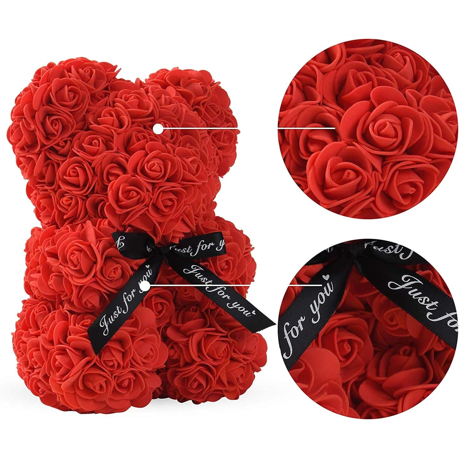 Rose Bear Xamas Gift For Girlfriend, Forever Rose Preserved Flowers Cub For Her Valentines Day, Wedding, Mothers Day, Date, Birthday And Anniversary With Transparent Box