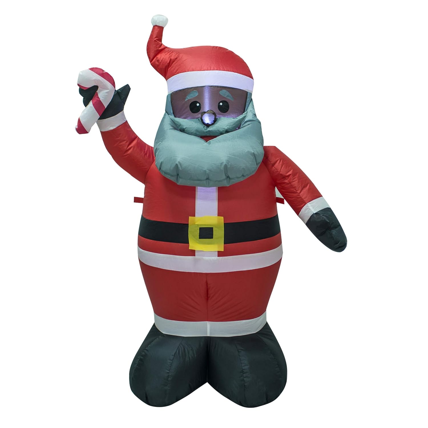 4Ft Dark Brown-Faced Inflatable Santa Built-In Led Light With Buckle Suitable For Christmas Indoor And Outdoor Lawn Deco