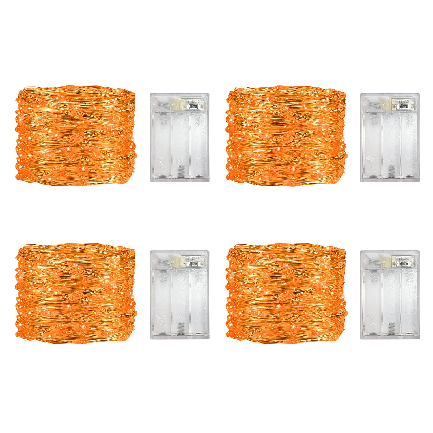 4 Pack Battery Operated Dewdrop Led Lights,Indoor Mini Fairy Lights With Timer Function,For Wedding Home Parties Christm
