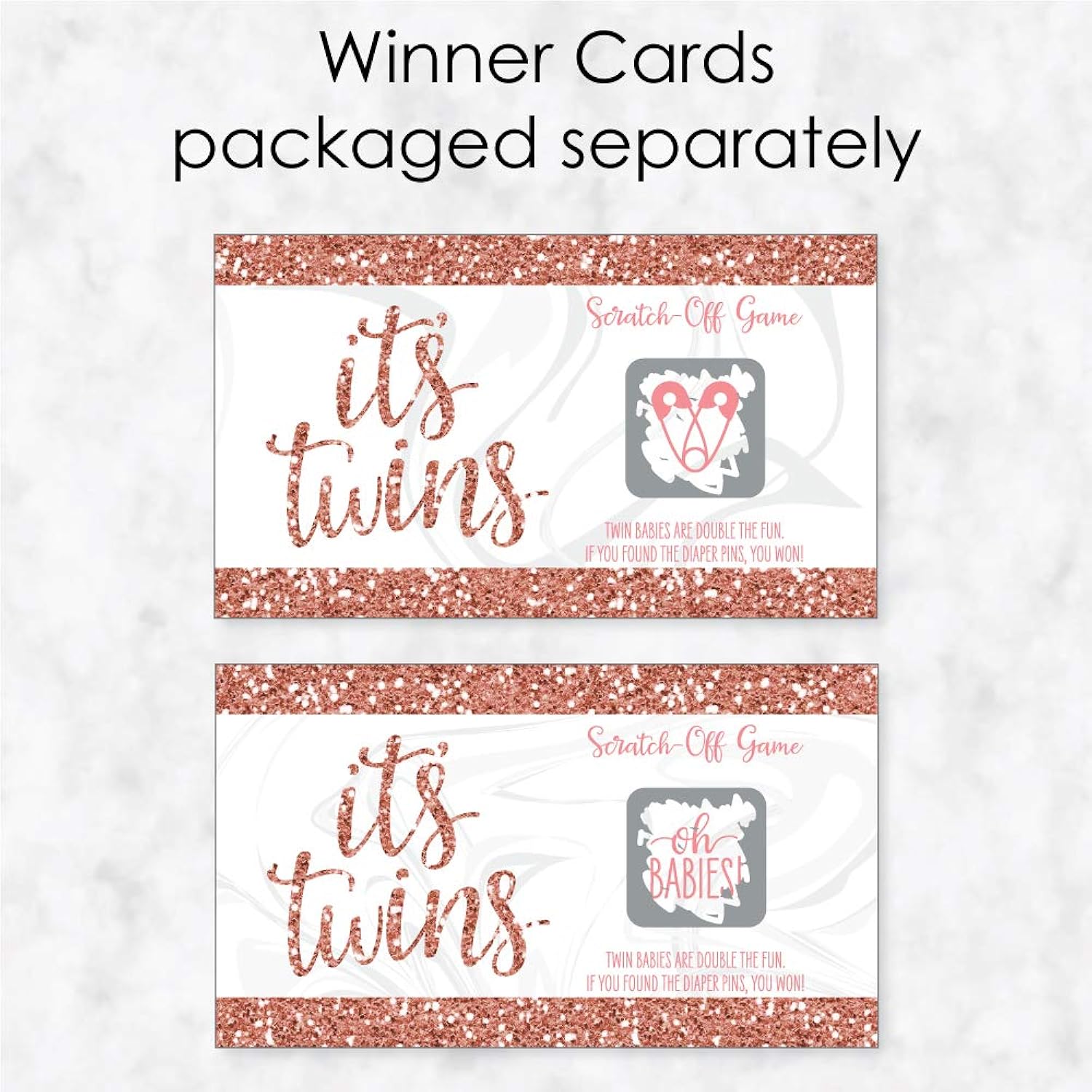 Big Dot of Happiness It’s Twin Girls - Pink and Rose Gold Twins Baby Shower Game Scratch Off Cards - 22 Count