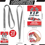 25 Sets Racing Vip Pass Cards Race Car Theme Birthday Party Pvc Vip Passes Tickets With Checkered Lanyards For Event Gamer Fast One Invitations