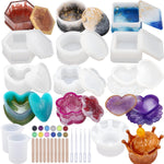 Resin Molds 43Pcs Silicone Molds For Resin, Epoxy Crown Shape Mold Heart Shape Mold With Mica Powder For Storage Box Jewelry Trinket Container Diy Resin Casting Crafts