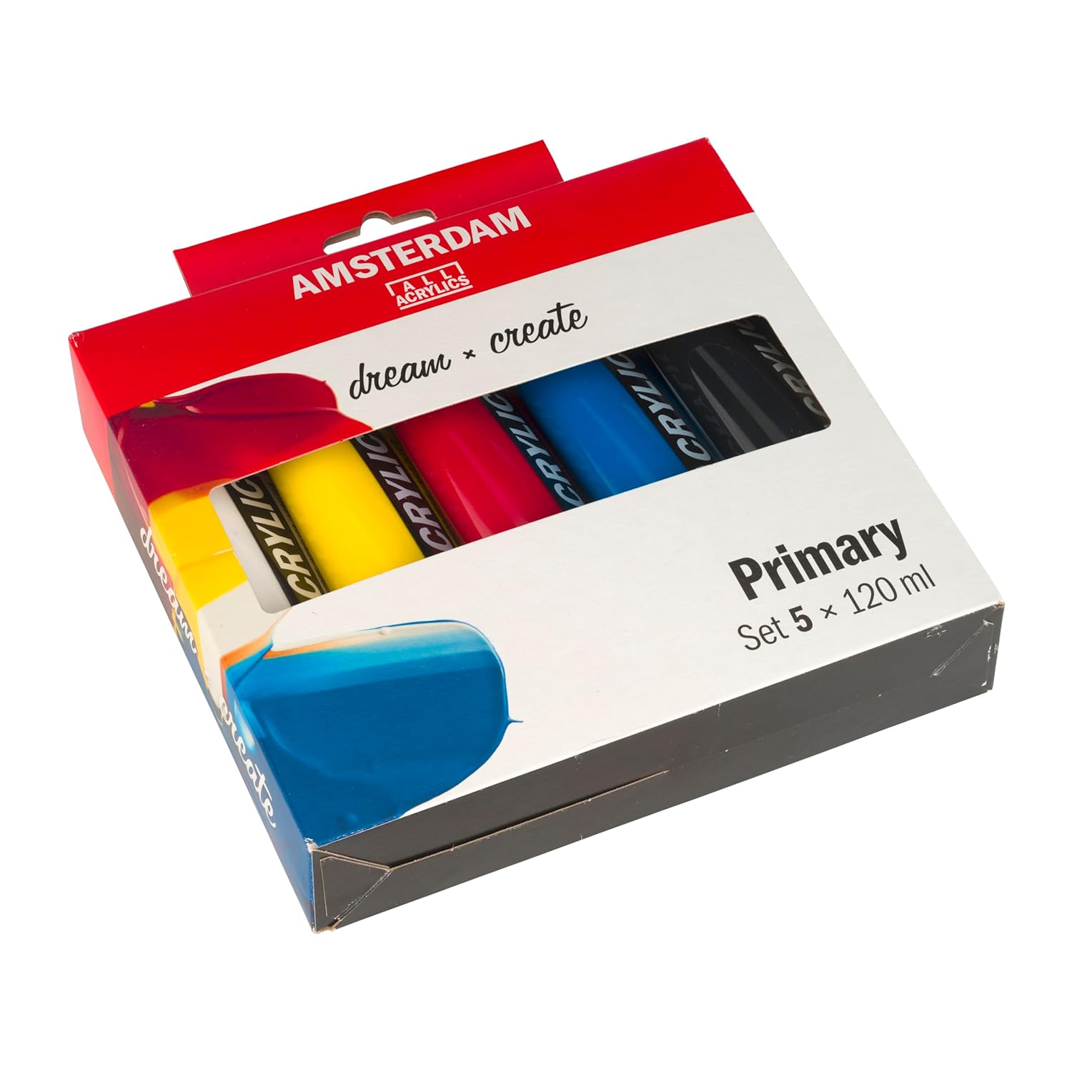 Standard Series Acrylic Paint Set | Color Theory Mixing Set (5 X 120 Ml Tubes) | Primary Colors + Black & White