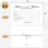 Advice And Wishes Cards For The New Couples Mr And Mrs, Bride And Groom, Newlyweds, Perfect 50 Pcs Wedding Advice Cards For The Wedding Reception Decorations/Bridal Shower Party