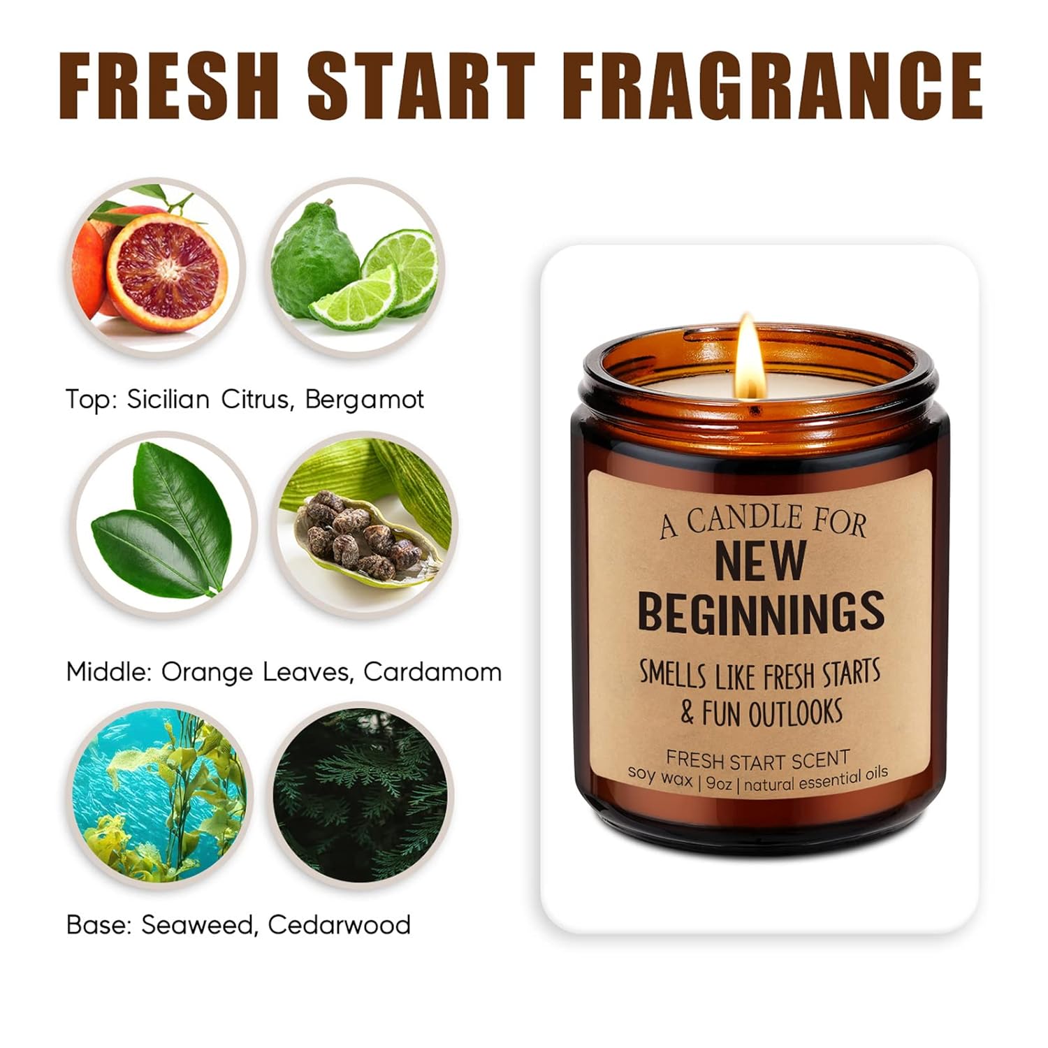 Fresh Start Candle - New Beginnings Gifts For Women, Men - New Job, Divorce, Breakup, Chapter Present - Funny Valentines Day, New Home, Congratulations, People Moving Away, Relationship Gifts