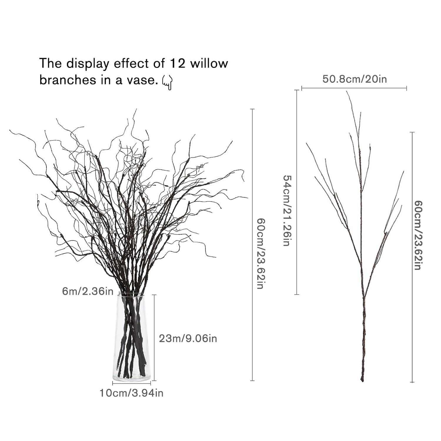 12 Pcs Artificial Curly Willow Branches Plants Decorative Brown Twig Stems Spray Tall For Vase Diy Crafts Wedding Floral Arrangement Home Decor Indoor