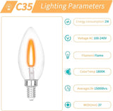 Tech E12 Base C35 Flame Tip Flicker Bulbs Crystal Clear Halloween Candle Light Orange Glow 6 Pack