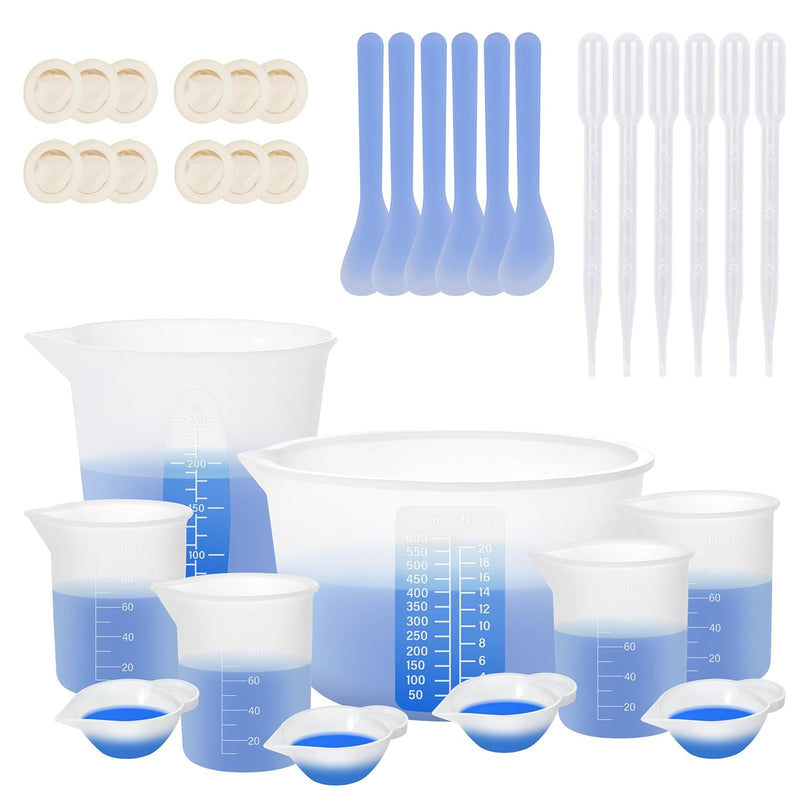 Silicone Measuring Cup For Resin, Resins Supplies With 600Ml+250Ml+ 100Ml Cups, Resin Mixing Cups, Silicone Stir Sticks, Epoxy Mixing Cup