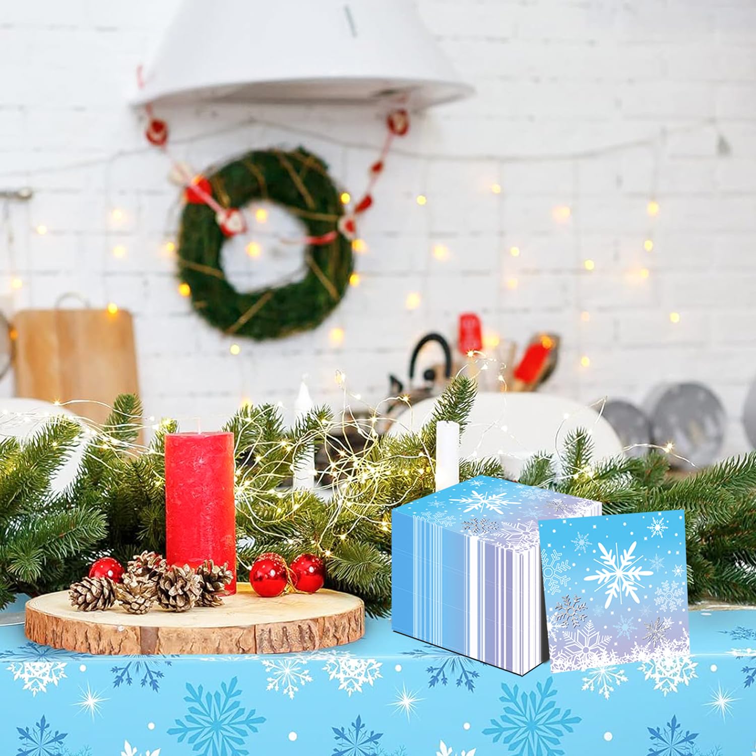 48Pcs Christmas Paper Napkins Snowflake Beverage Napkins Cute Cocktail Napkins Wonderland Party Paper Napkins Snowflake Decorations Winter Decorative Napkin For Xmas, 13X13In