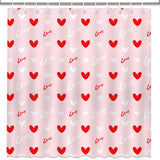 Valentines Shower Curtain Pink Red Heart Bathroom Shower Curtain Valentine Love Hearts Shower Curtains Bathtub Decor With 12 Hooks 72X72 Inches