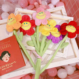 8Pcs Artificial Plush Flower Bendable Curtain Buckle Tiebacks Birthday Wedding Party Durable Plush Daisy Flower Bouquet With Happy Smiley Face Gift For Kids Baby Girl Toddlers