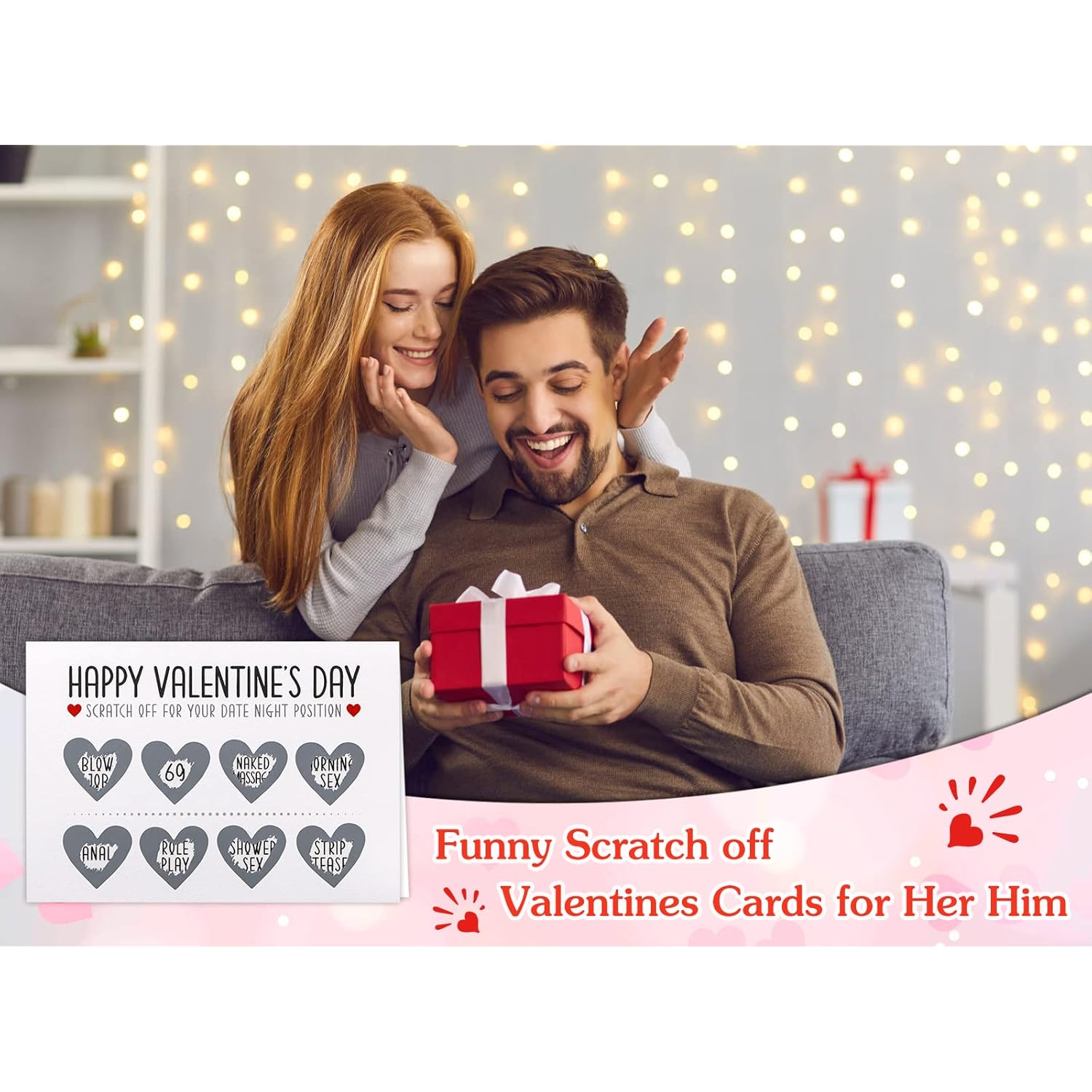 Happy Valentines Day Cards - Funny Scratch Off Valentines Gifts Cards For Him Her Naughty Gift Card For Boyfriend Girlfriend Husband Wife Sexy Gifts Card With Envelope