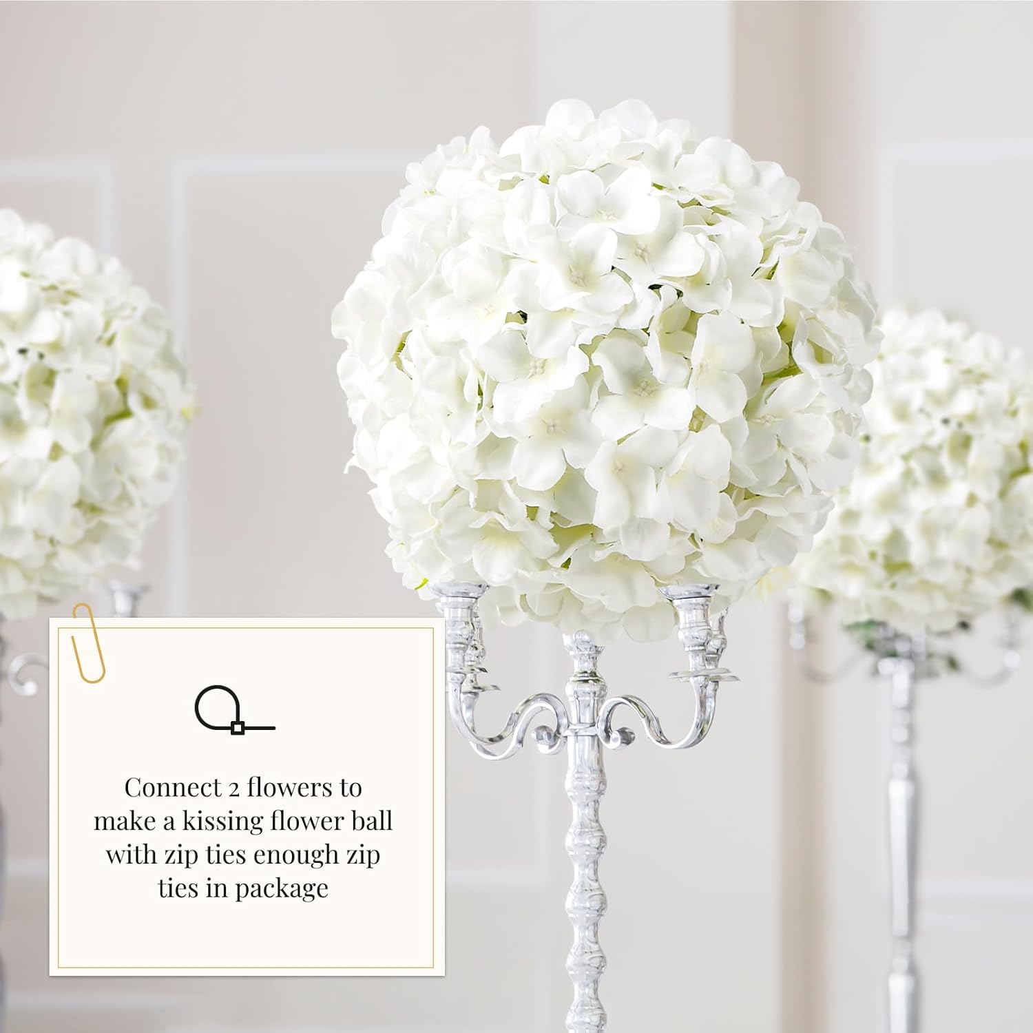 12Pcs Flower Balls For Centerpieces, White Hydrangea Wedding Flower Balls For Centerpieces, Faux Hydrangeas Floral Arrangements Bouquet For Table, Home, Wedding Decoration