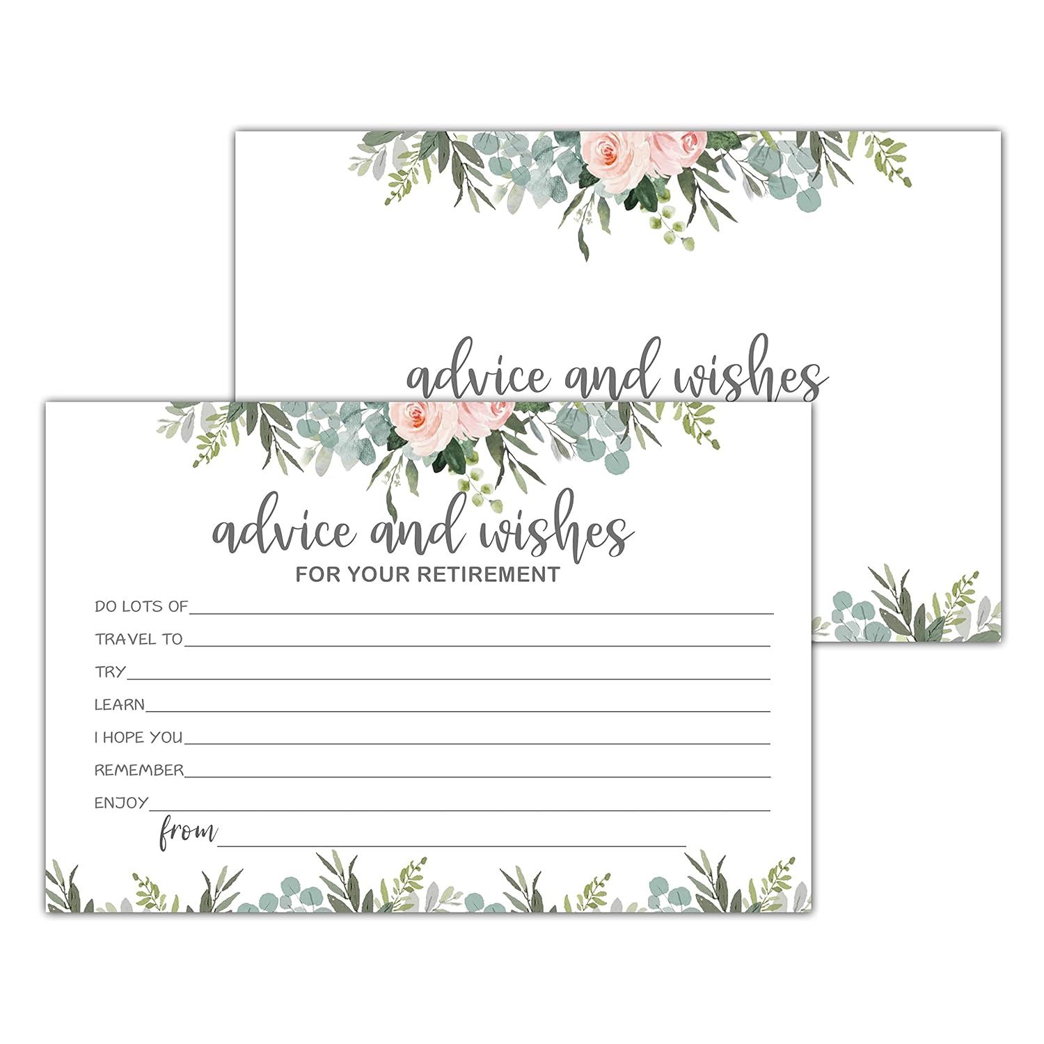 Greenery Floral Advice And Wishes Cards For Happy Retirement, Well Wishes, Memories For Woman Man, Fun Retirement Party Idea, Game, Activity,Decorations Party Supply?25 Cards (Bb002-Jyk 007)