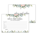 Greenery Floral Advice And Wishes Cards For Happy Retirement, Well Wishes, Memories For Woman Man, Fun Retirement Party Idea, Game, Activity,Decorations Party Supply?25 Cards (Bb002-Jyk 007)