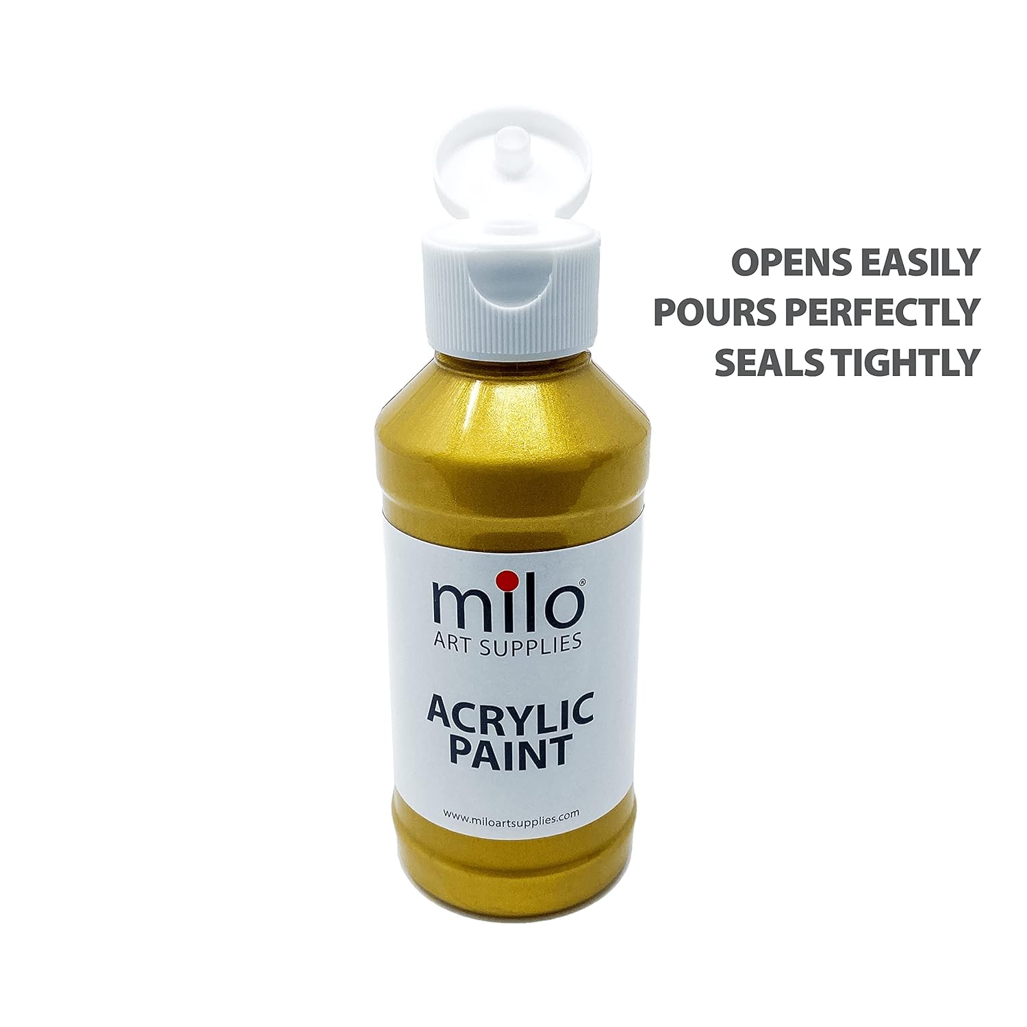 milo Metallic Acrylic Paint Set of 6 Colors | 4 oz Bottles | Student Metallic Colors Acrylics Painting Pack | Made in the USA | Non-Toxic Arts & Crafts Paints for Artists & Hobby Painters