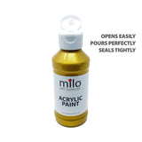 milo Metallic Acrylic Paint Set of 6 Colors | 4 oz Bottles | Student Metallic Colors Acrylics Painting Pack | Made in the USA | Non-Toxic Arts & Crafts Paints for Artists & Hobby Painters