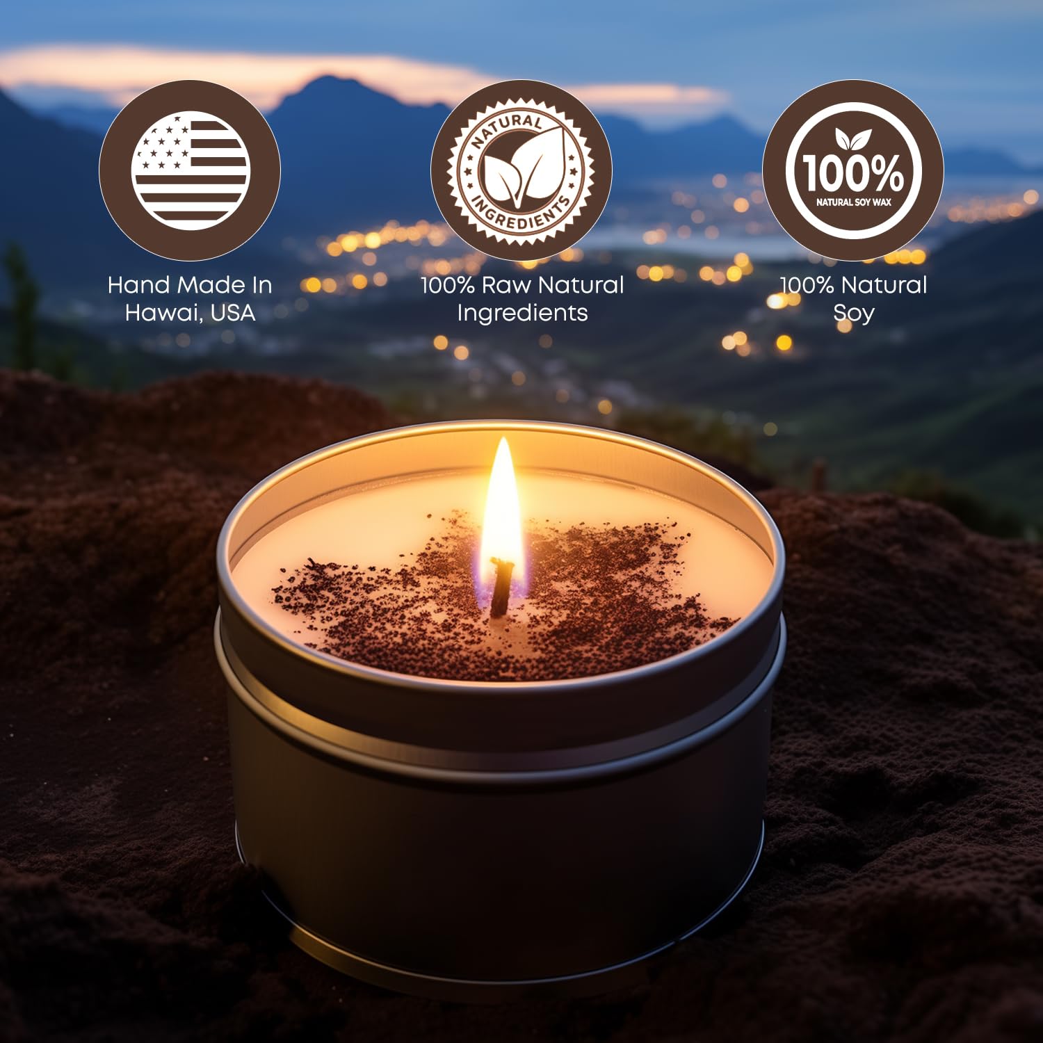 Kona Coffee Bean Scented Candle – 6 Oz Natural Soy Wax Candle With Strong Coffee Aroma – Long Lasting, Clean Burning, Relaxing Gift For Women & Men, Mother’S Day, Birthday & Home Décor
