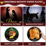 100 Pcs Christmas Nativity Paper Plates 7 Inch Jesus Holy Night Disposable Plate Bible Tableware Set Xmas Religious Dinnerware Nativity Party Supplies For Christmas Baptism Winter Holiday Party Decors