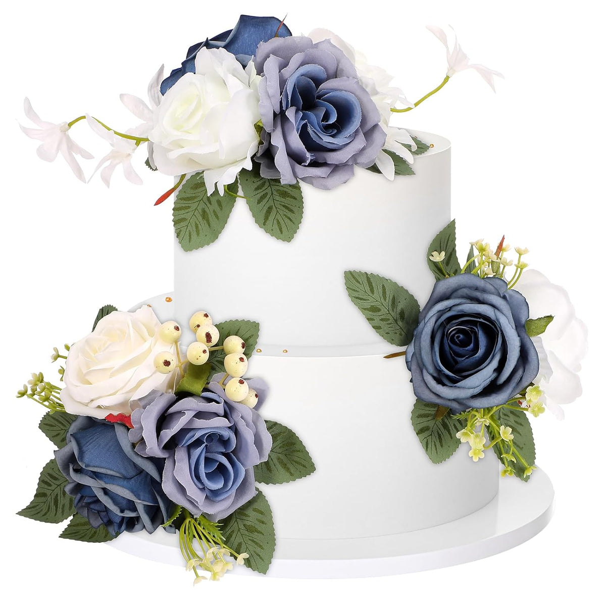 Wedding Cake Topper Flowers 3 Piece, Pre-Made Flower Cake Decorations Cake Topper Artificial Rose Flowers For Wedding Cake Decor Baby Shower Birthday Party