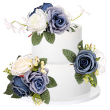 Wedding Cake Topper Flowers 3 Piece, Pre-Made Flower Cake Decorations Cake Topper Artificial Rose Flowers For Wedding Cake Decor Baby Shower Birthday Party