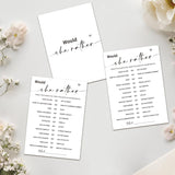 Bridal Shower Games, Wedding Shower Games, Would She Rather Game Cards For Wedding Bridal Shower Engagement Couple-To-Be, 30 Guests Minimalist Wedding Party Supplies -03