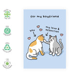 Valentines Day Card - Boyfriend Birthday Card - Anniversary Card For Him - Cat Themed Gifts For Men - Thinking Of You Card - Sweet Cat Birthday Cards For Men - Comes With Cute Stickers