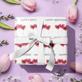 Mom'S Birthday Wrapping Paper Roll, Festive Balloon Hearts Happy Birthday Wrapping Paper For Mum Gift Wrap For Mom'S Birthday, Mother'S Day?For Women, Female, Mini Roll, 17 Inches X 16.4 Feet