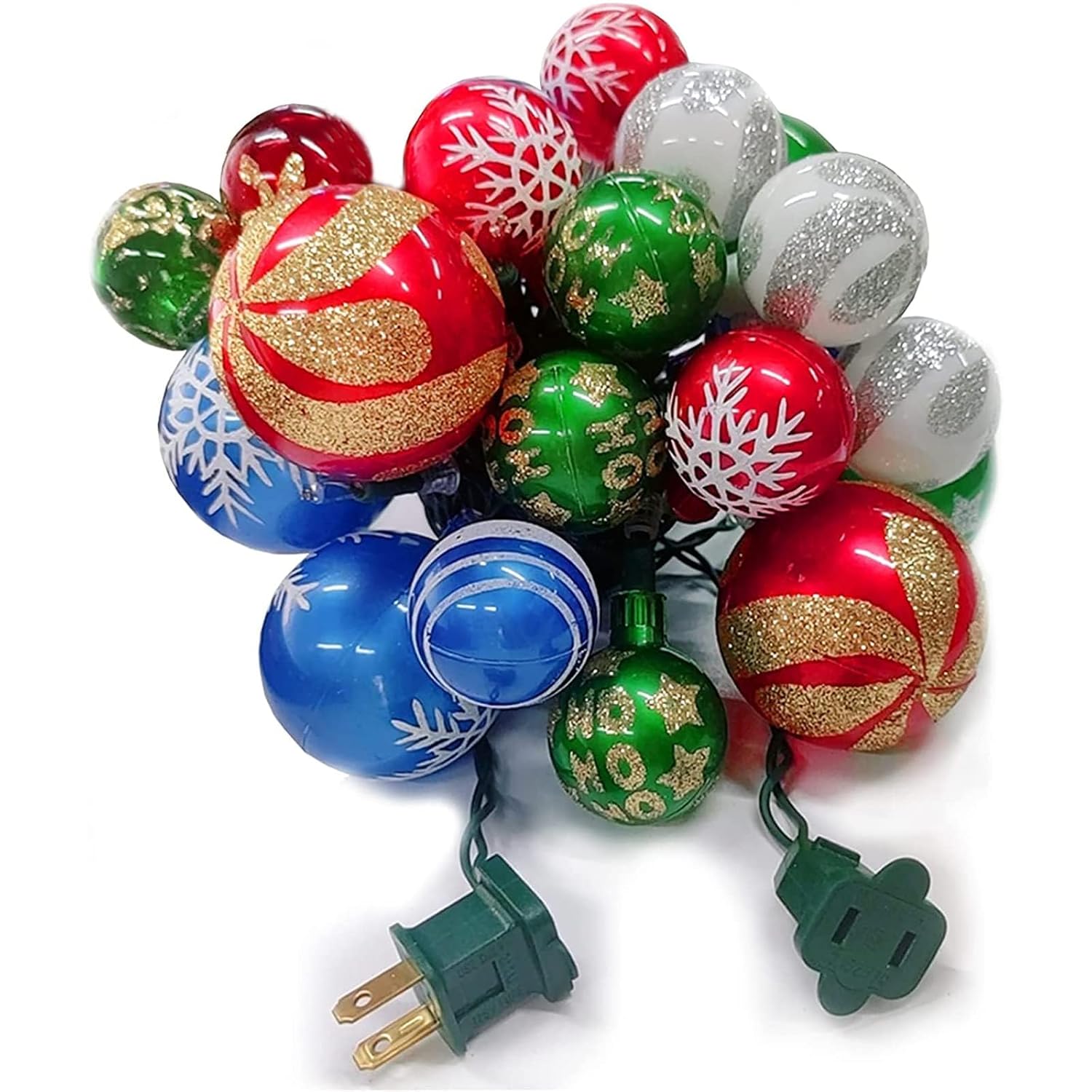 Christmas Ball Ornament Lights, 28Ft 25 Bulbs Tree String Lights, Indoor Plug-In Expandable Wire For Holiday Party