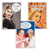 Assorted 3 Pack, Funny Naughty Retro Birthday Cards For Women With 5 X 7 Inch Envelopes (3 Designs, 1 Each) Laughing Ladies Vc2807Bdg-C1X3