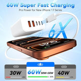 60W 5 Port USB C Fast Wall Charger Block for iPhone 17 16 15 iPad Samsung Galaxy